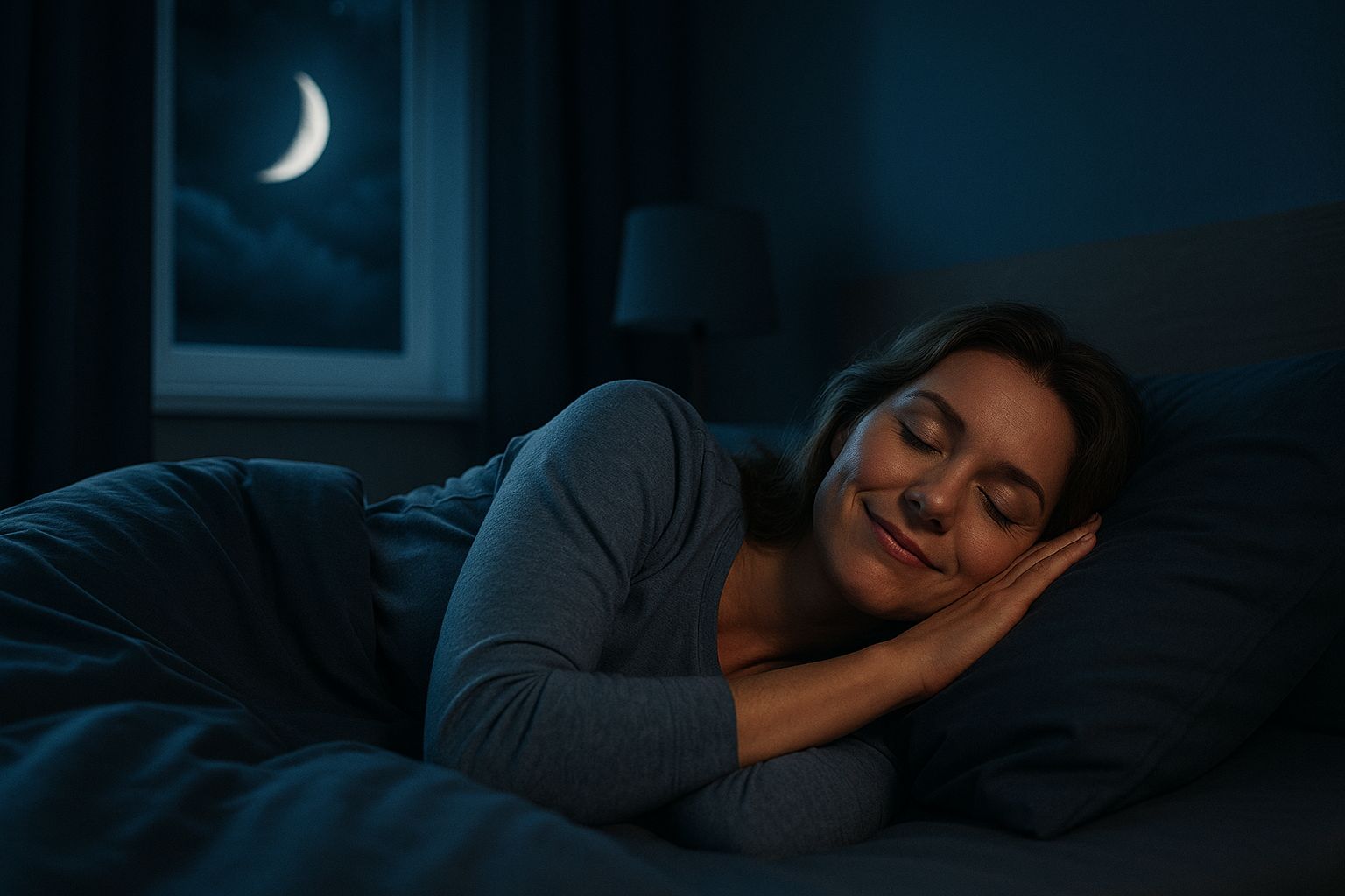 Frau schalfend im Bett – Symbolbild für erholsam schlafen